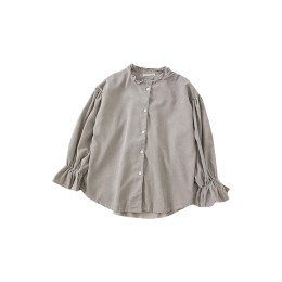 SKR027 製造女裝燈籠長袖恤衫  木耳邊領設計  淨色恤衫 SKR027 製造女裝燈籠長袖恤衫  木耳邊領設計  淨色恤衫